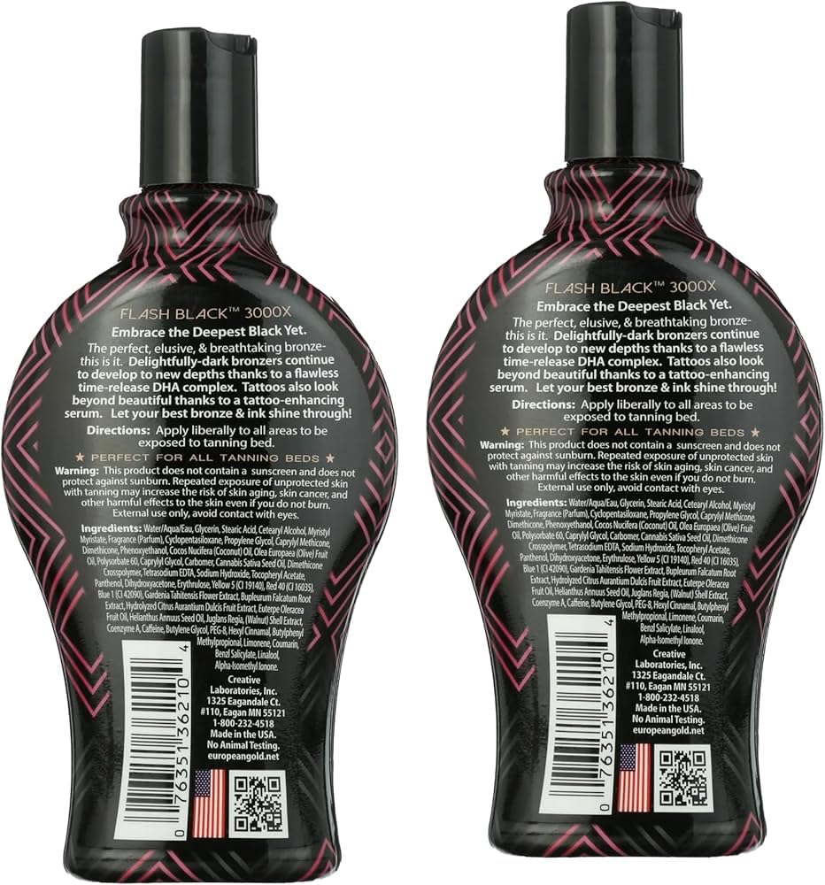 European Gold Flash Black 3000X skin-nourishing blend promotes silky-smooth skin.
