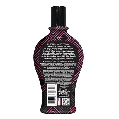 European Gold Flash Black 3000X hemp and coconut oils nourish skin and tattoos.