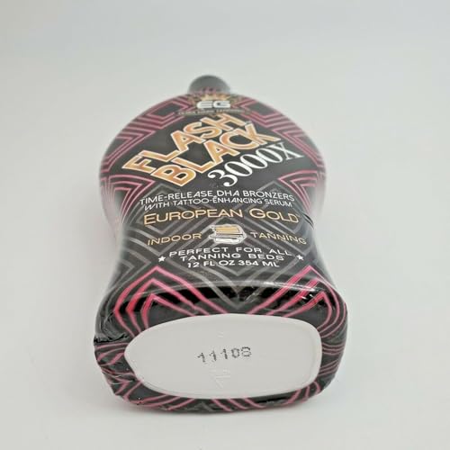 European Gold Flash Black 3000X tattoo-serum helps tattoos stay bold during color development.