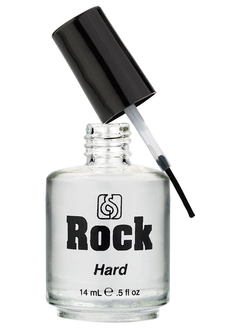 European Secrets Rock Hard Nail Hardener bottle image highlighting base/top coat versatility