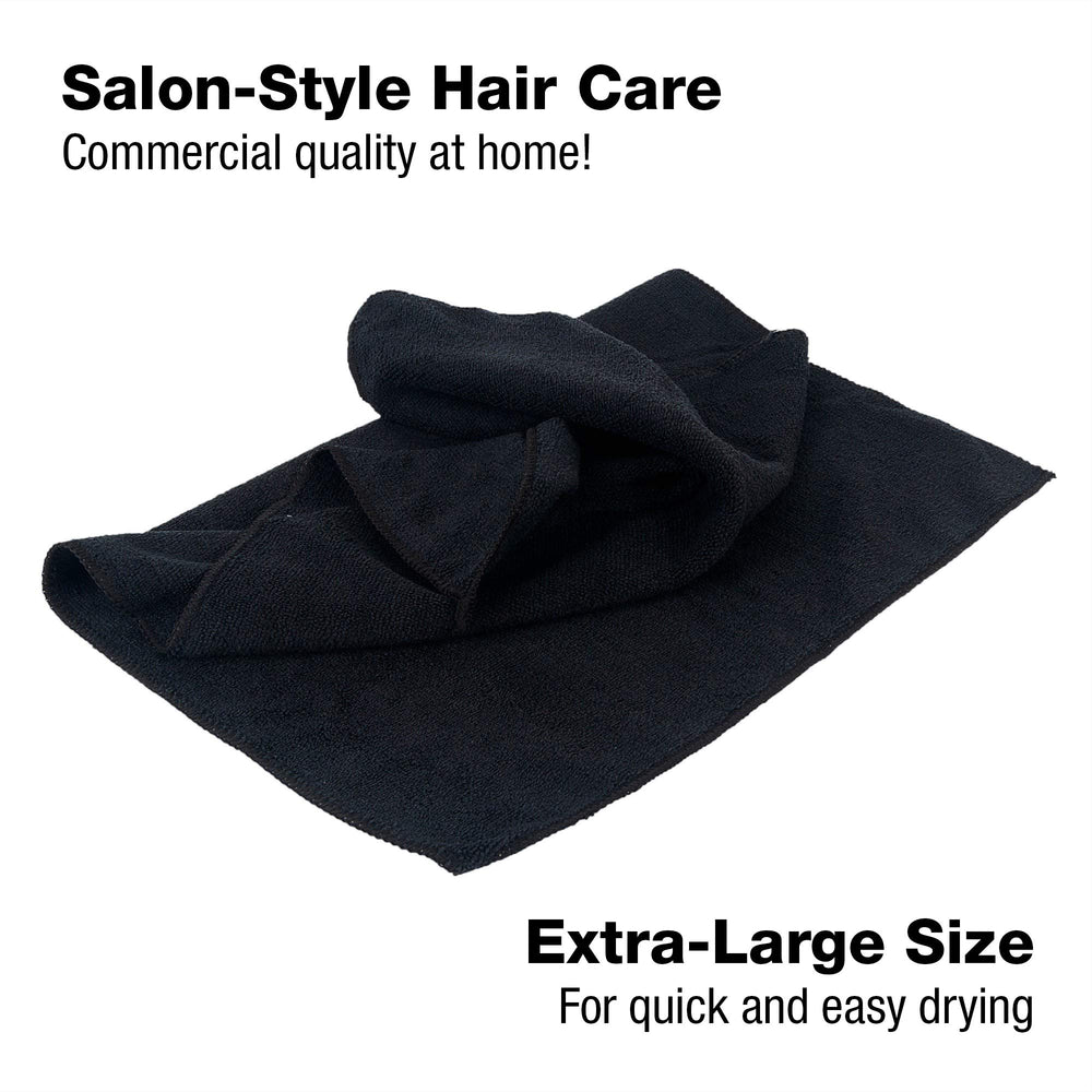 Eurow Microfiber Salon Towel in black offers a sleek spa-ready look
