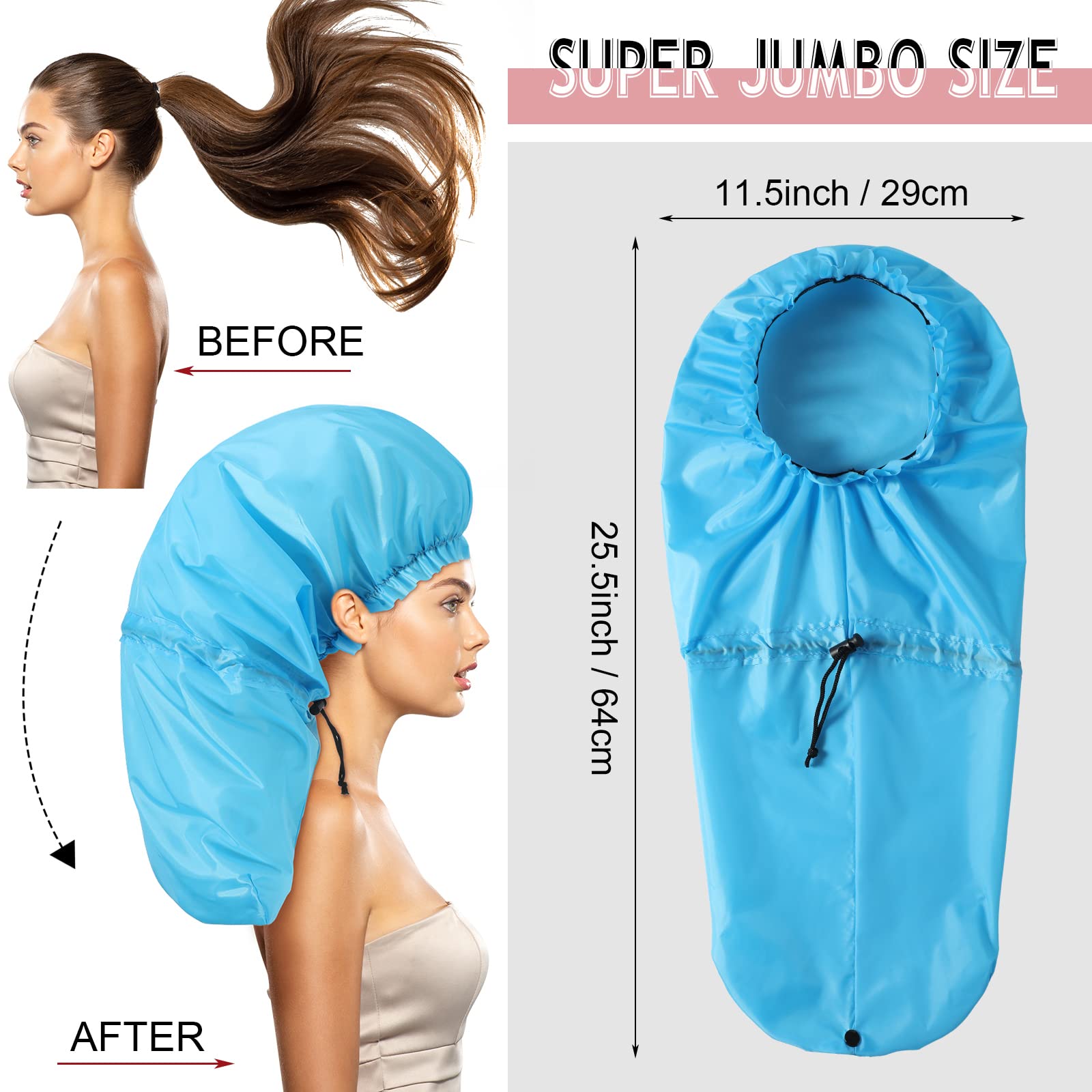 Eurzom XL shower cap black braids keeps hair dry during bath or shower