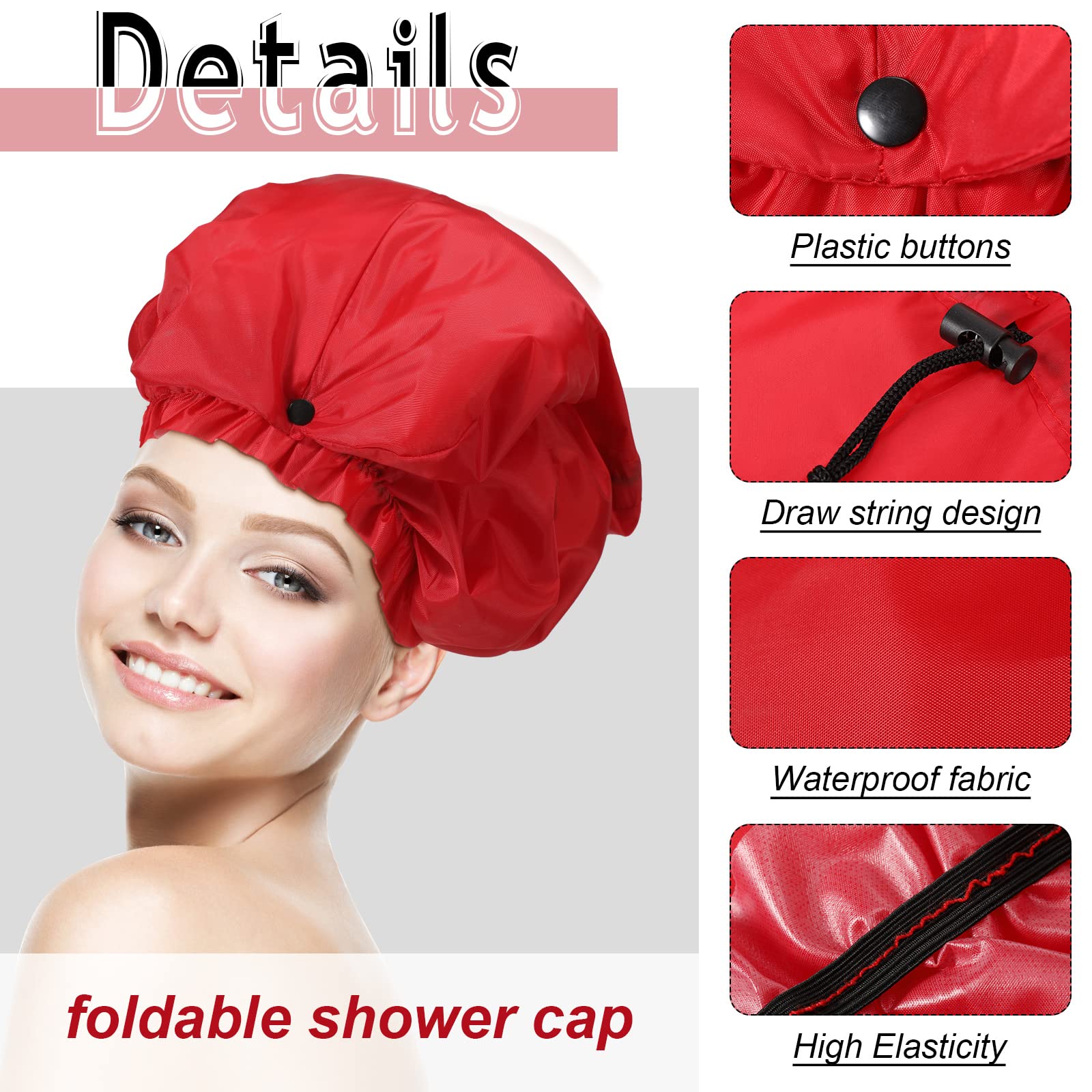 Eurzom XL shower cap blue braids shows roomy fit for thick long hair