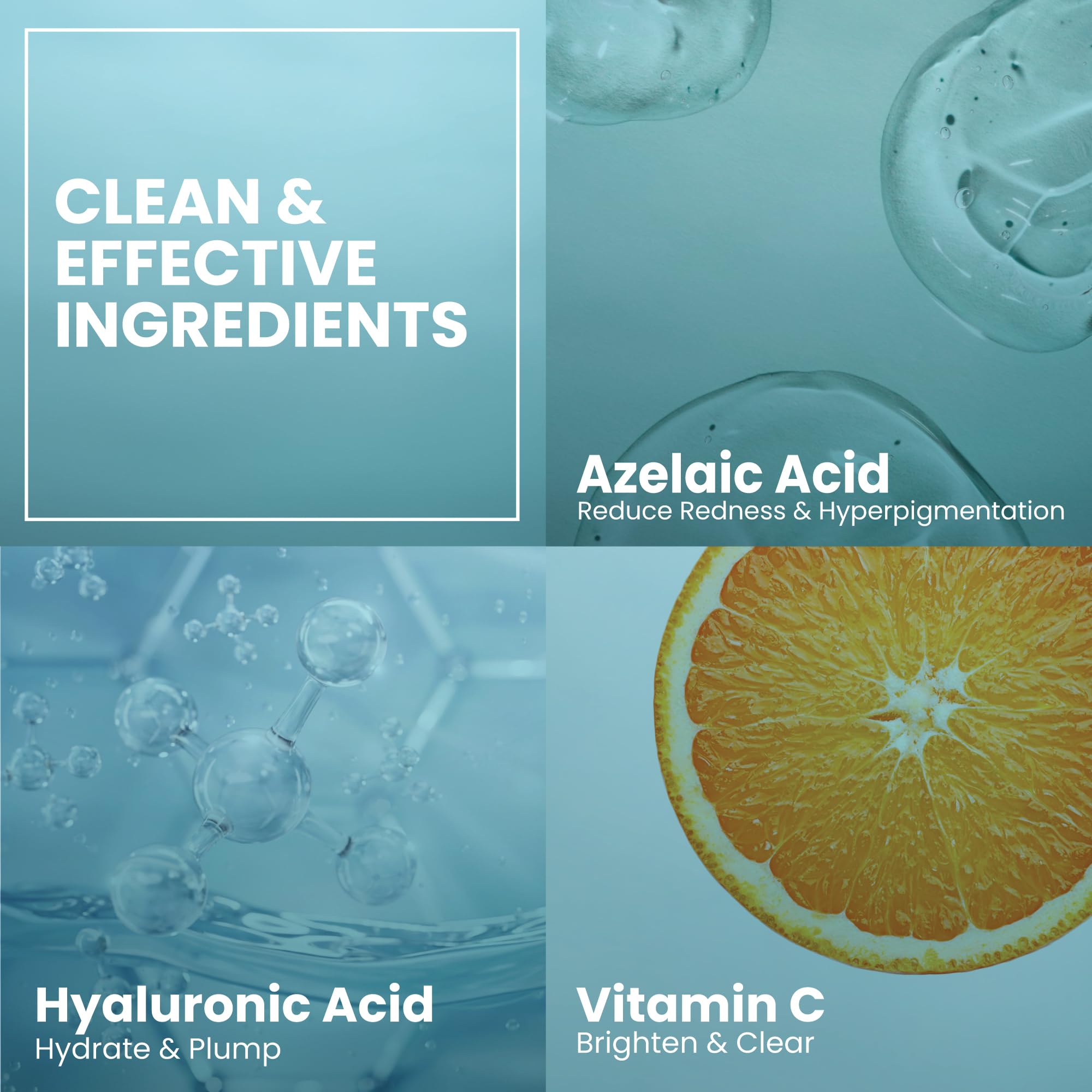 Eva Naturals Azelaic Acid Serum application routine image shows daily use for smoother texture.