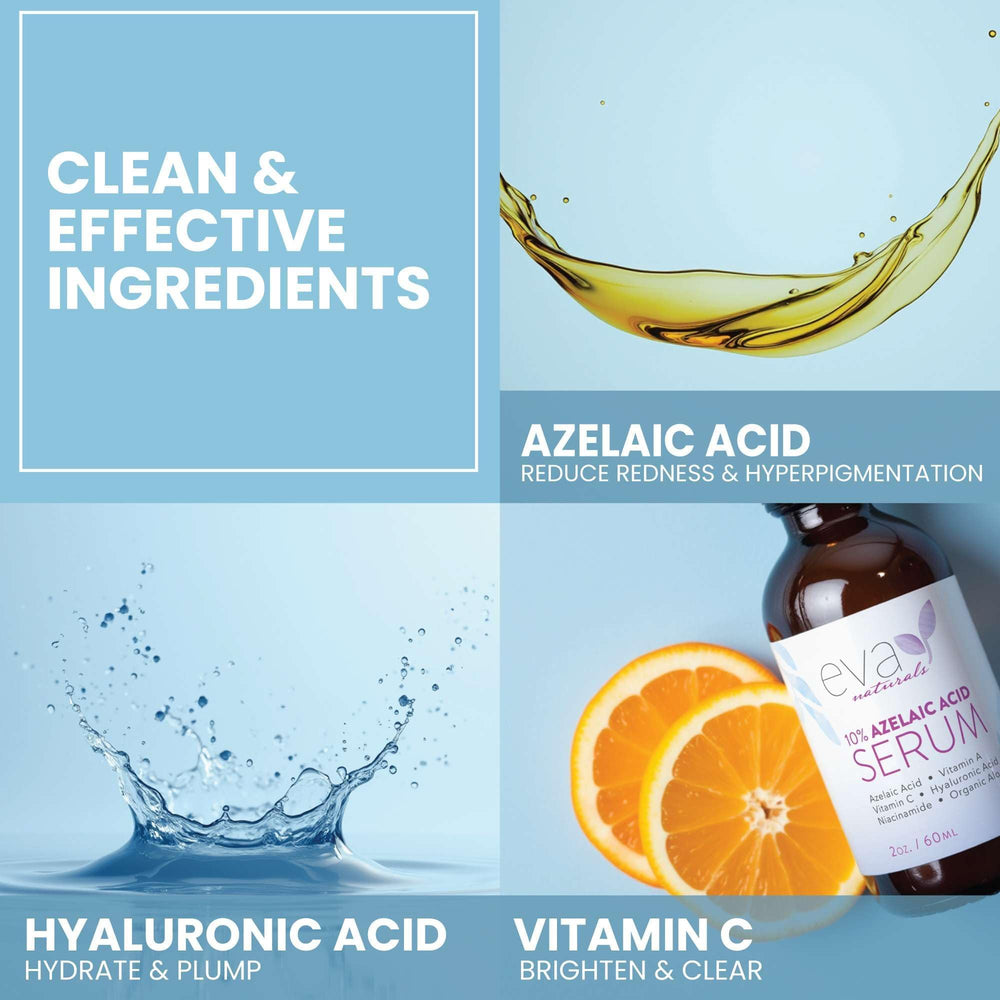 Eva Naturals azelaic acid serum supports clearer pores for acne-prone skin.