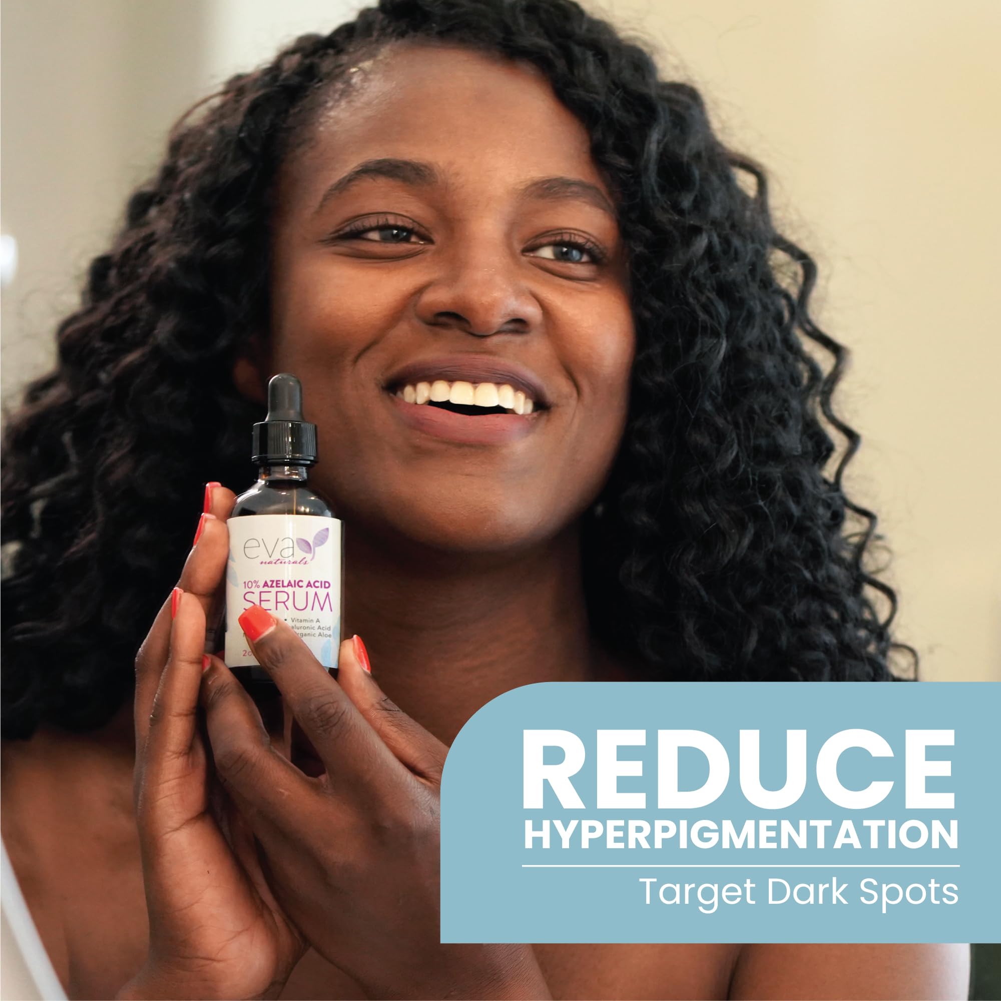 Eva Naturals Azelaic Acid Serum vitamins A C E highlight antioxidant protection.