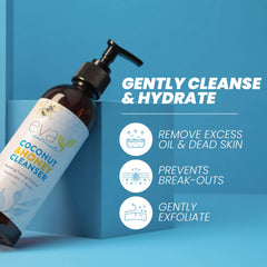 Eva Naturals coconut honey foam closeup shows creamy lather for balanced cleansing