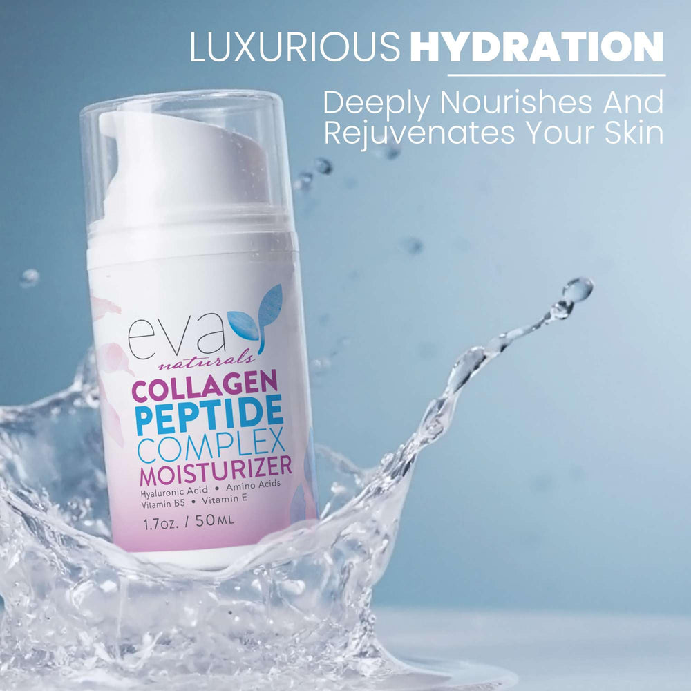 Eva Naturals Collagen Peptide Moisturizer swirl demonstrates smooth, spreadable texture.