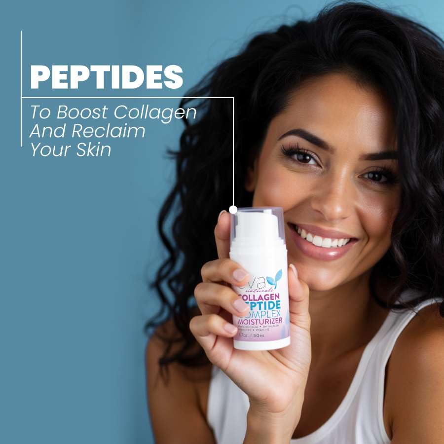 Eva Naturals Collagen Peptide Moisturizer Vitamin B5 and E on label.