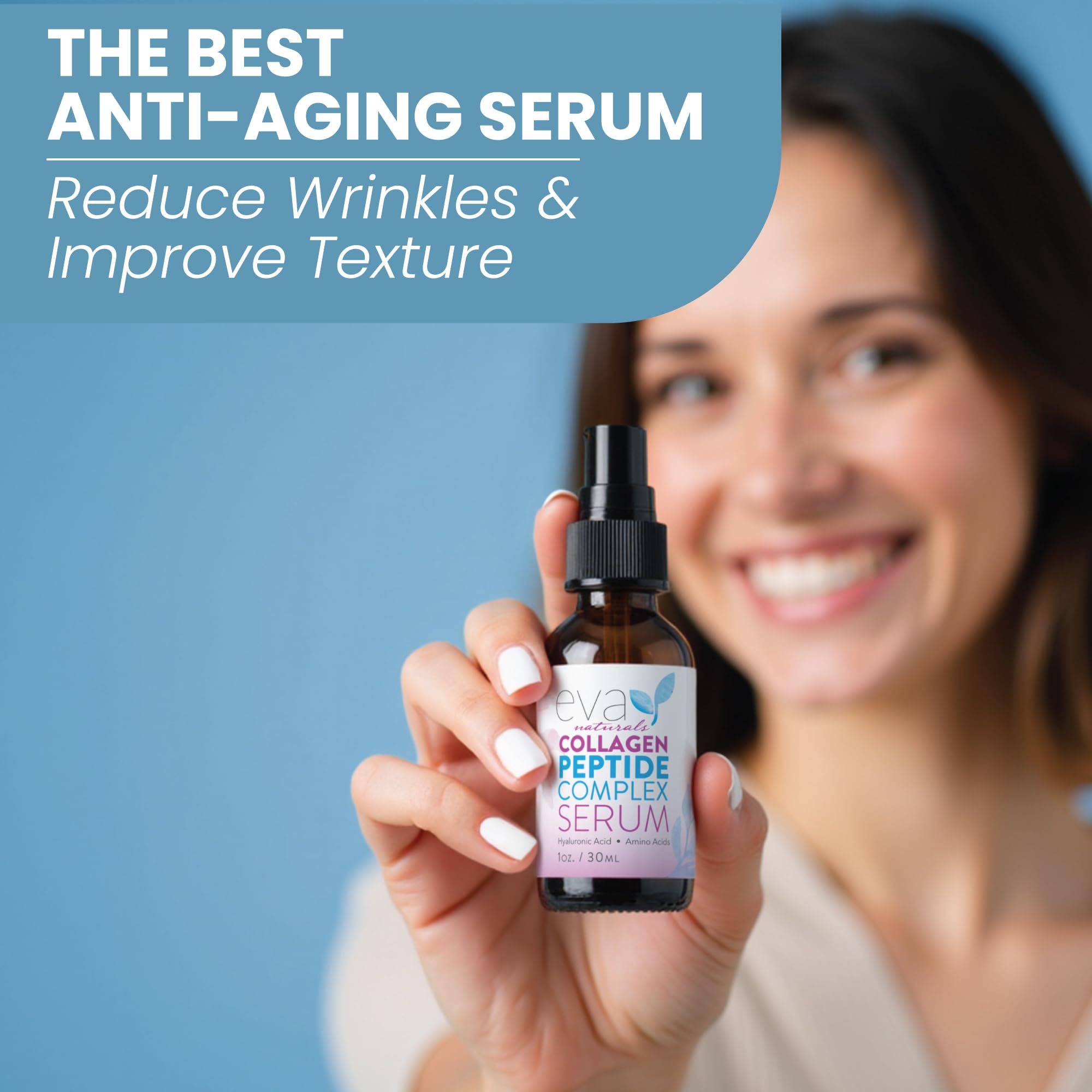 Eva Naturals collagen serum paired with microneedling tools for improved absorption.