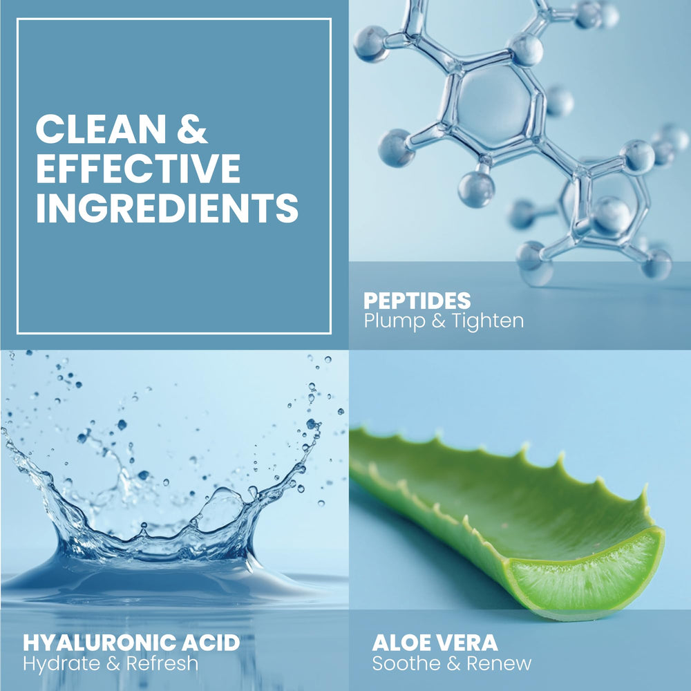 Eva Naturals collagen serum on vanity illustrating easy daily anti-aging routine.