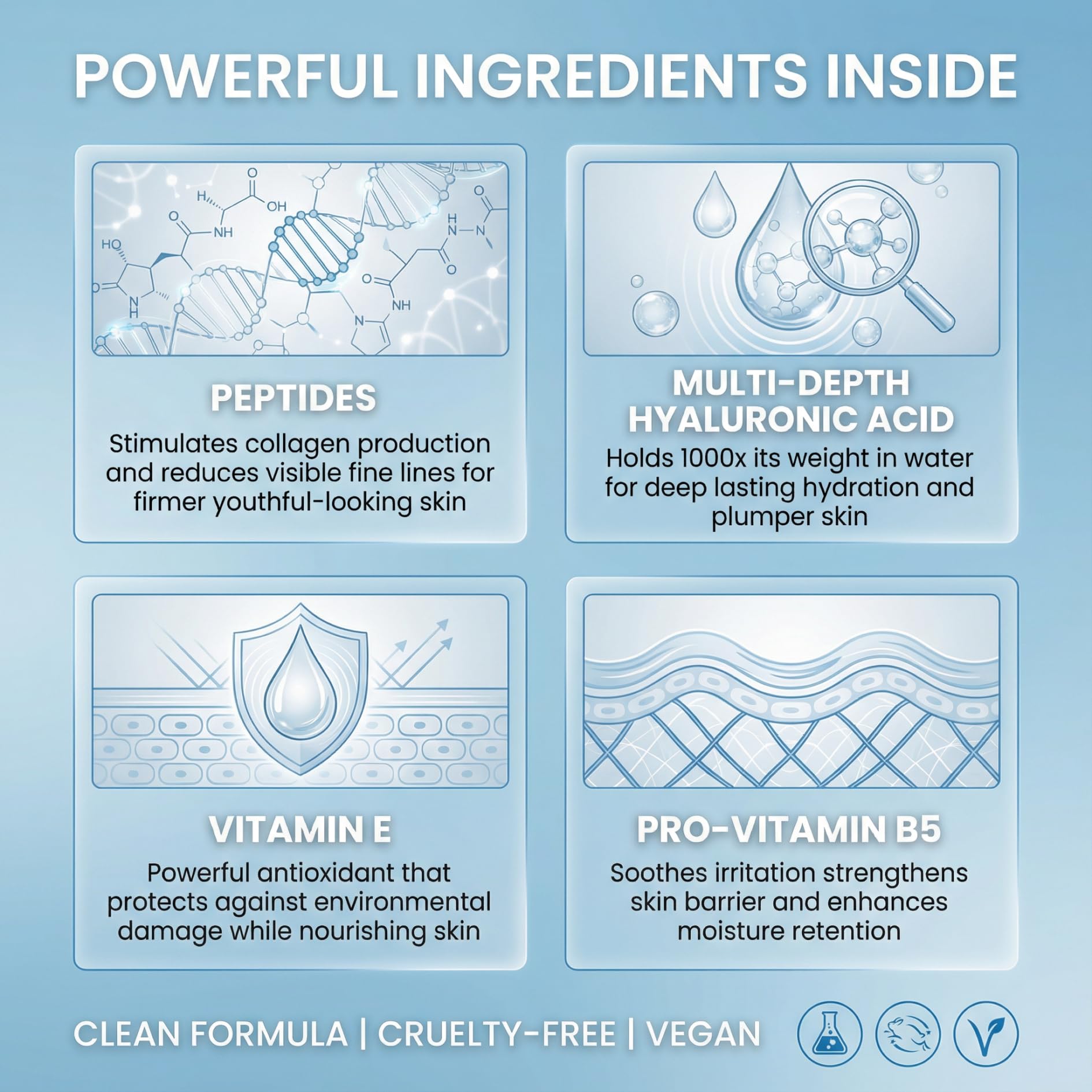 Eva Naturals dermatologist-tested packaging conveys professional-grade cruelty-free skincare at home.