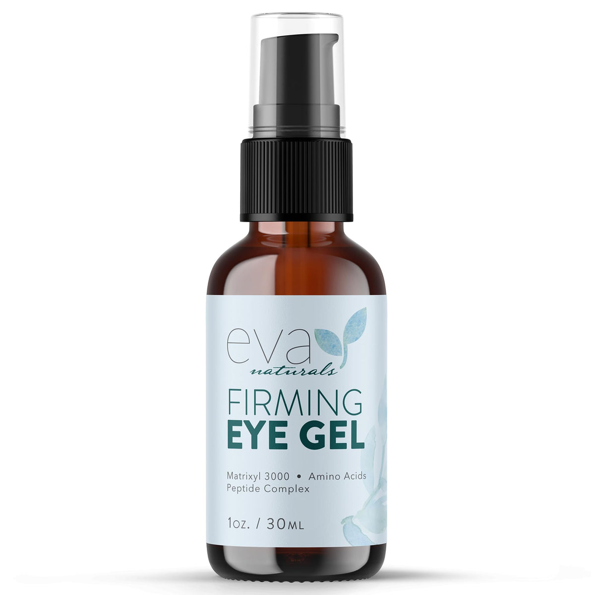 Eva Naturals Eye Gel application close-up; quick hydration for tired eyes.