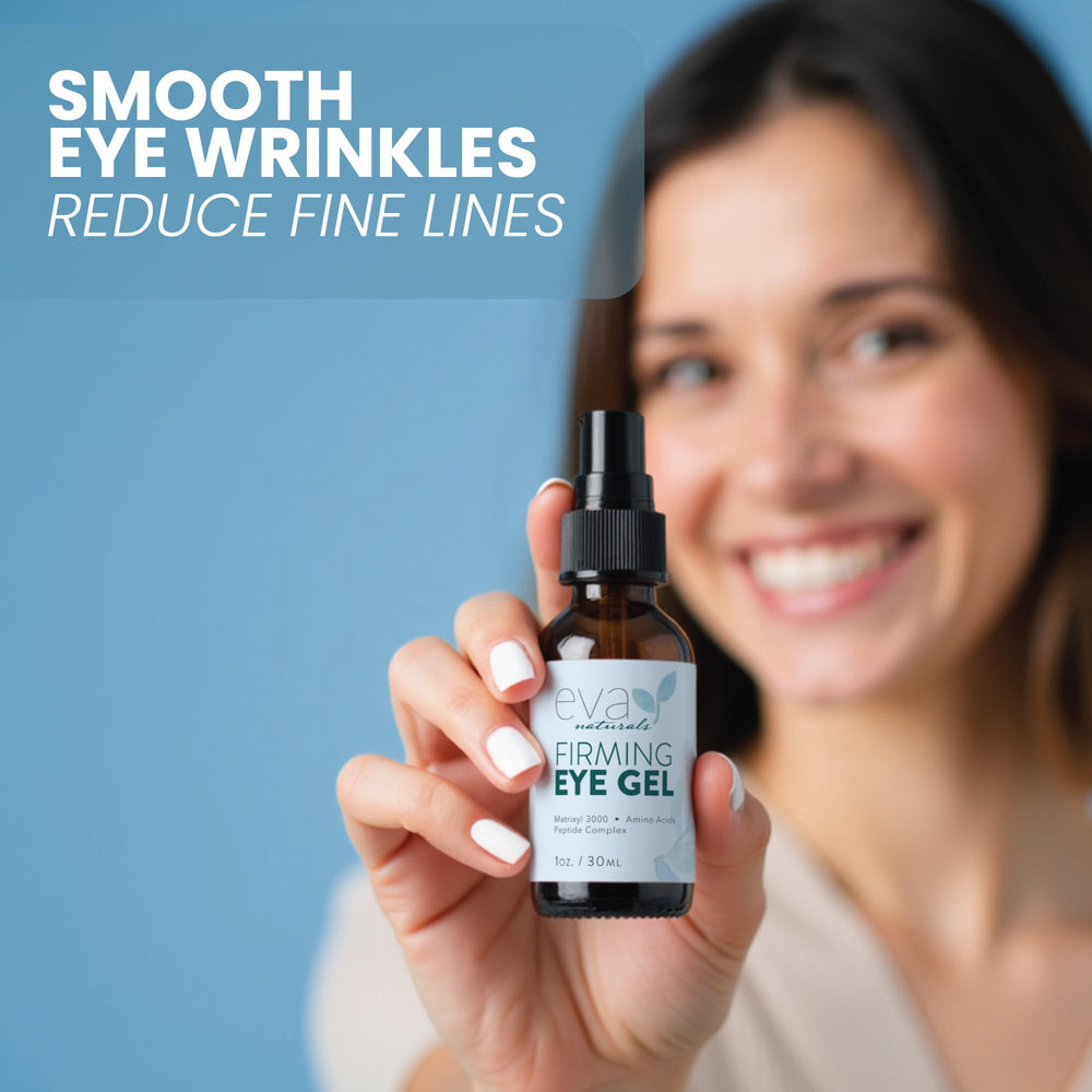 Eva Naturals Eye Gel texture matte finish on skin for makeup readiness.