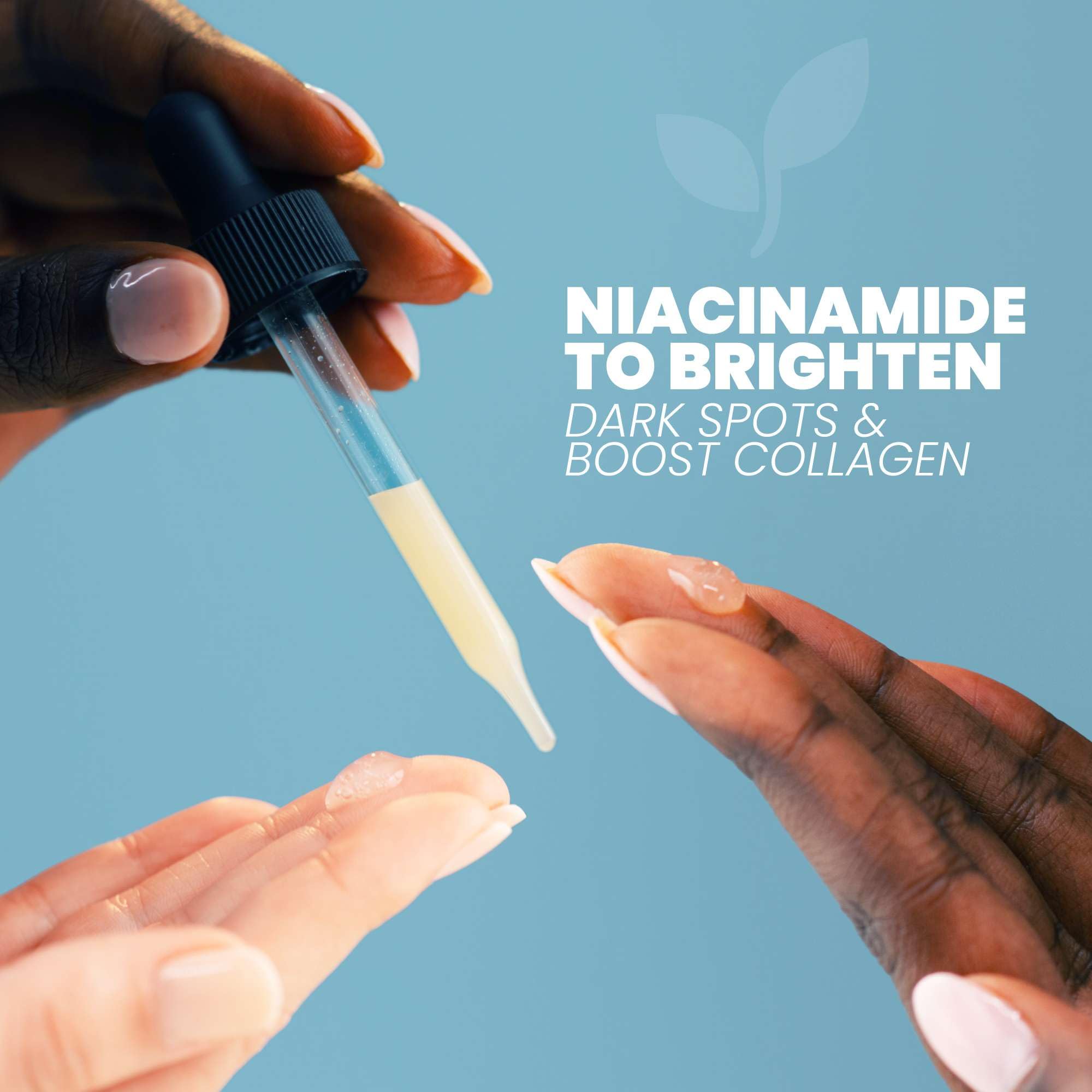 Eva Naturals Vitamin C serum close-up shows a bright, even glow.