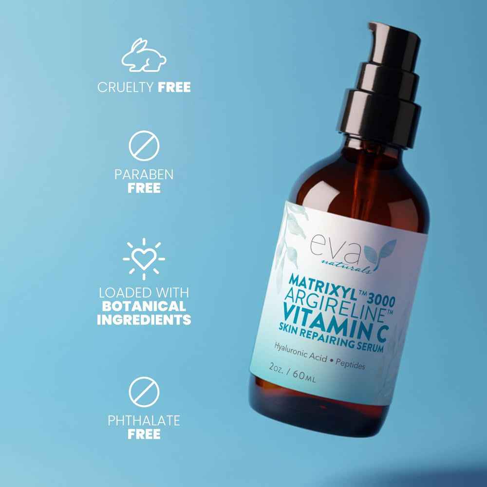 Eva Naturals ingredients list highlighting vitamin C and hyaluronic acid