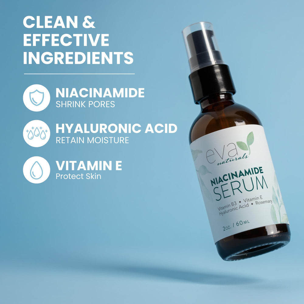 Hyaluronic acid in Eva Naturals Niacinamide 5% Serum for hydration