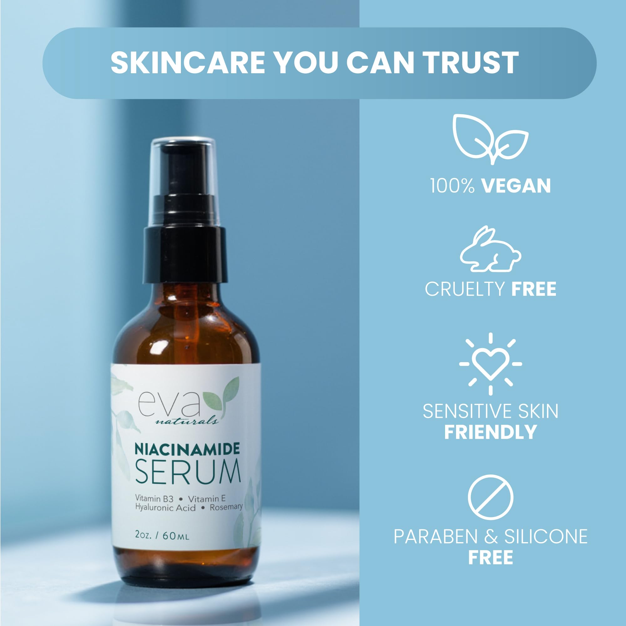 Neem and aloe ingredients in Eva Naturals Niacinamide 5% Serum