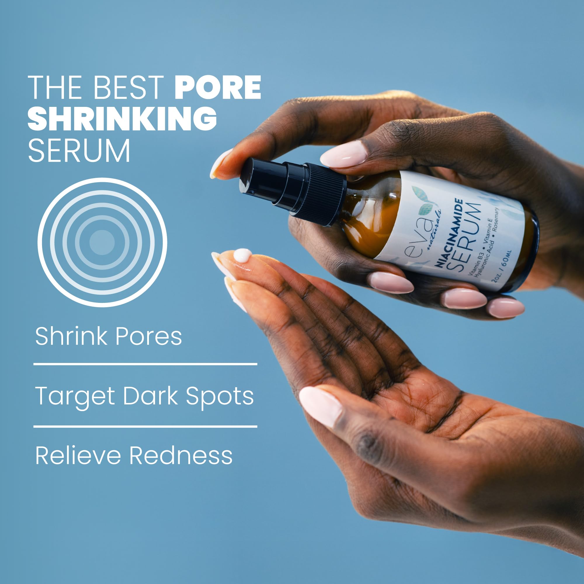 Texture swirl of Eva Naturals Niacinamide 5% Serum showing smooth consistency