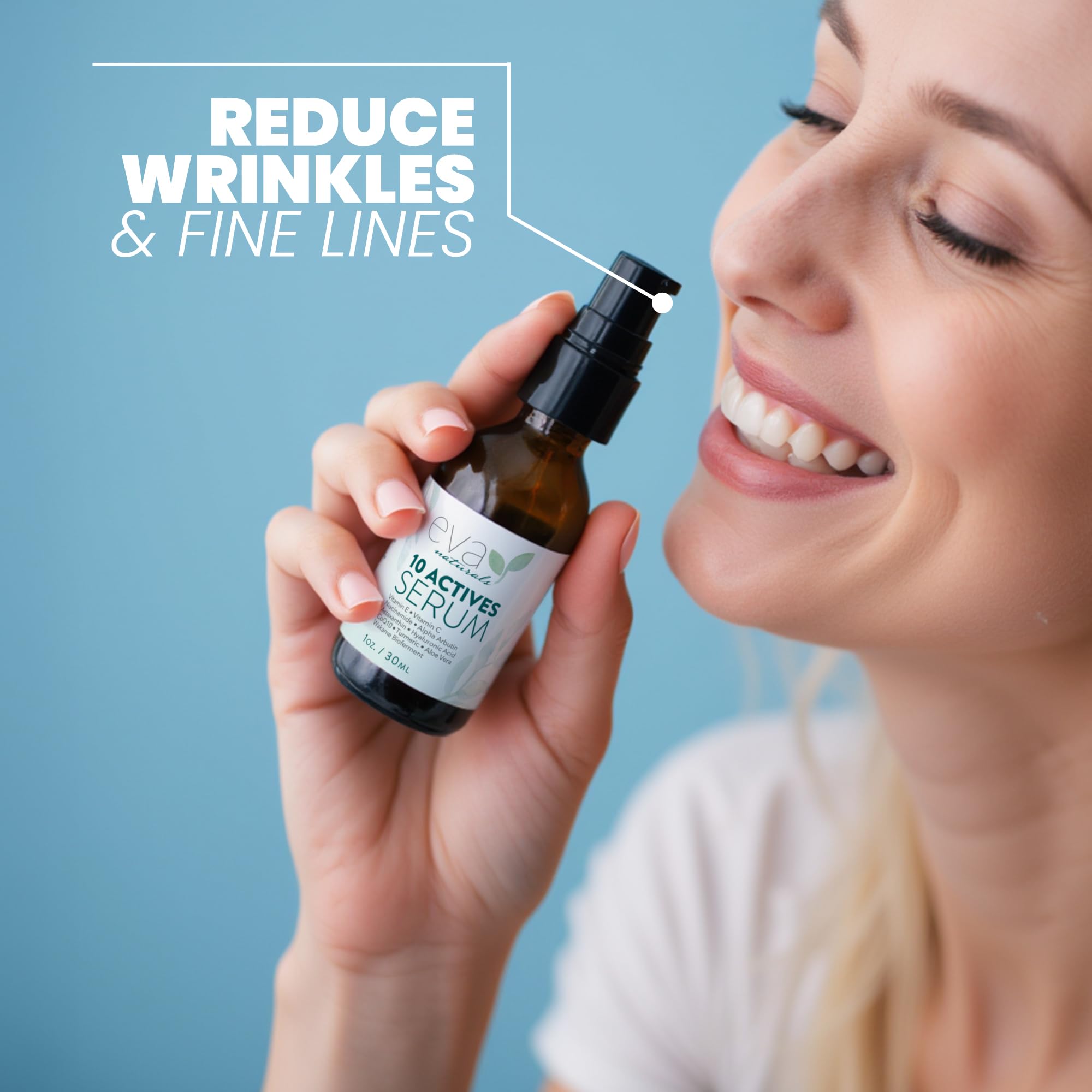 Eva Naturals Serum 10 Activos controla el exceso de grasa para piel más limpia.