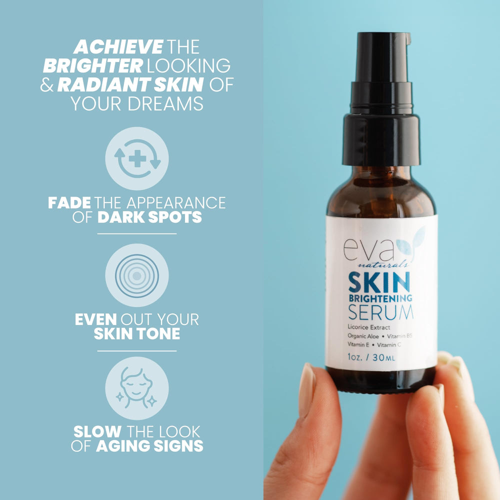 Eva Naturals skin brightening serum pump for effortless daily application and consistent results.