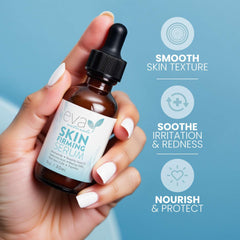 Eva Naturals skin-firming serum pump close-up highlights easy daily application.