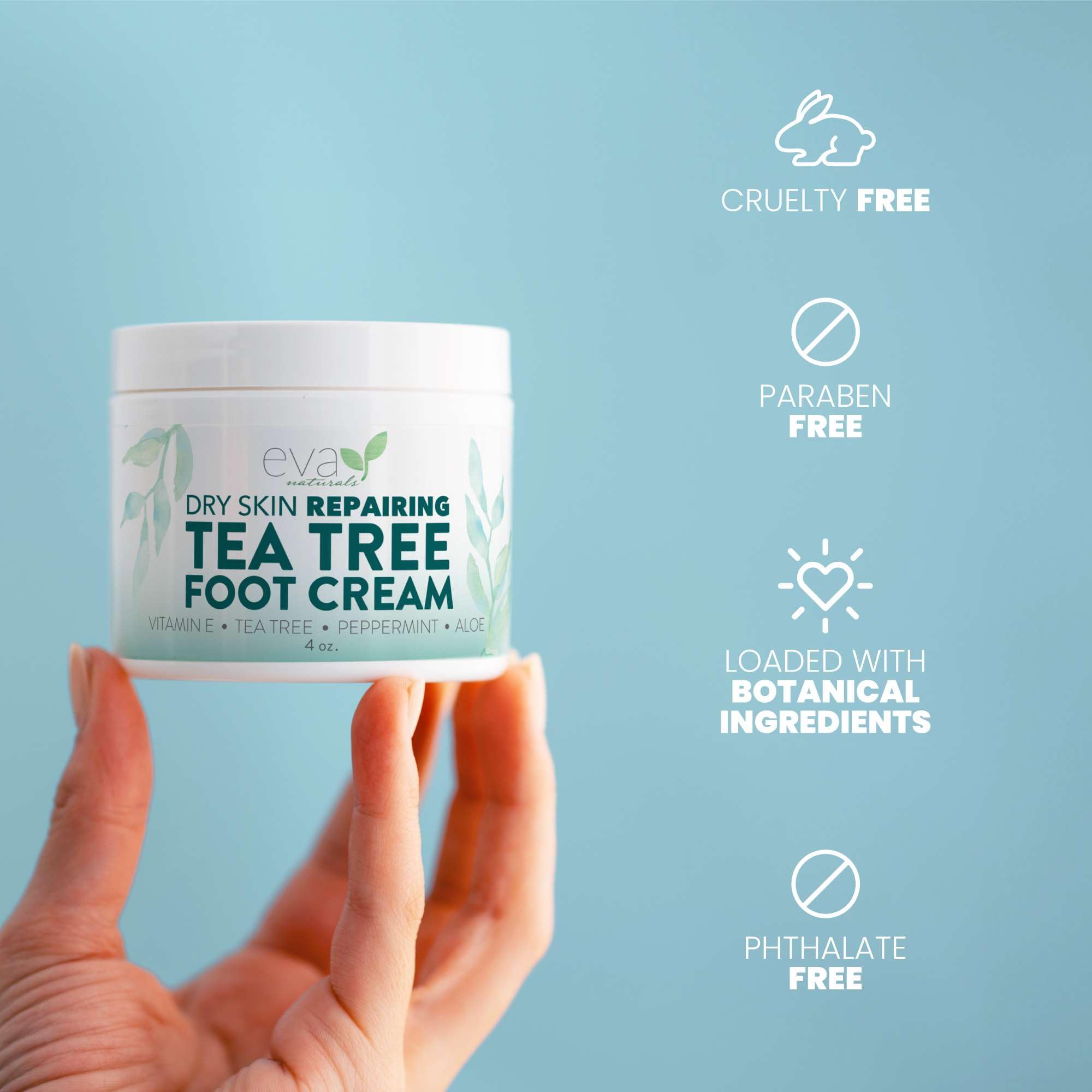 Eva Naturals Tea Tree Foot Cream ideal for daily self-care and home pedicures