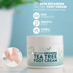 Eva Naturals Tea Tree Foot Cream swatch on skin demonstrates quick absorption and cooling feel