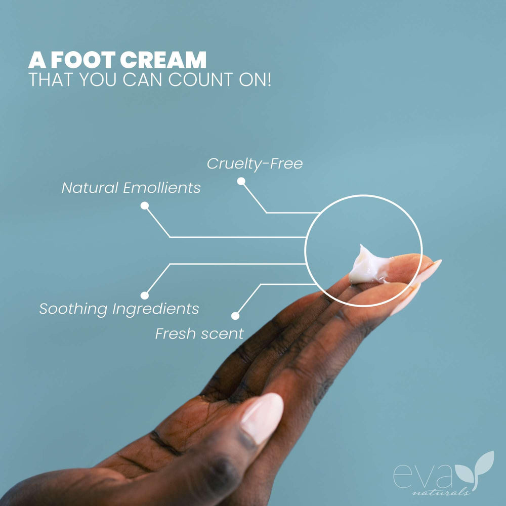 Eva Naturals Tea Tree Foot Cream infused with tea tree oil supports revitalized feet
