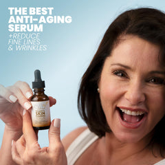 Eva Naturals Vitamin C Serum application on cheek shows fast absorption and radiant finish.