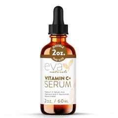 Eva Naturals Vitamin C Serum bottle hero shows lightweight clear-skin support.