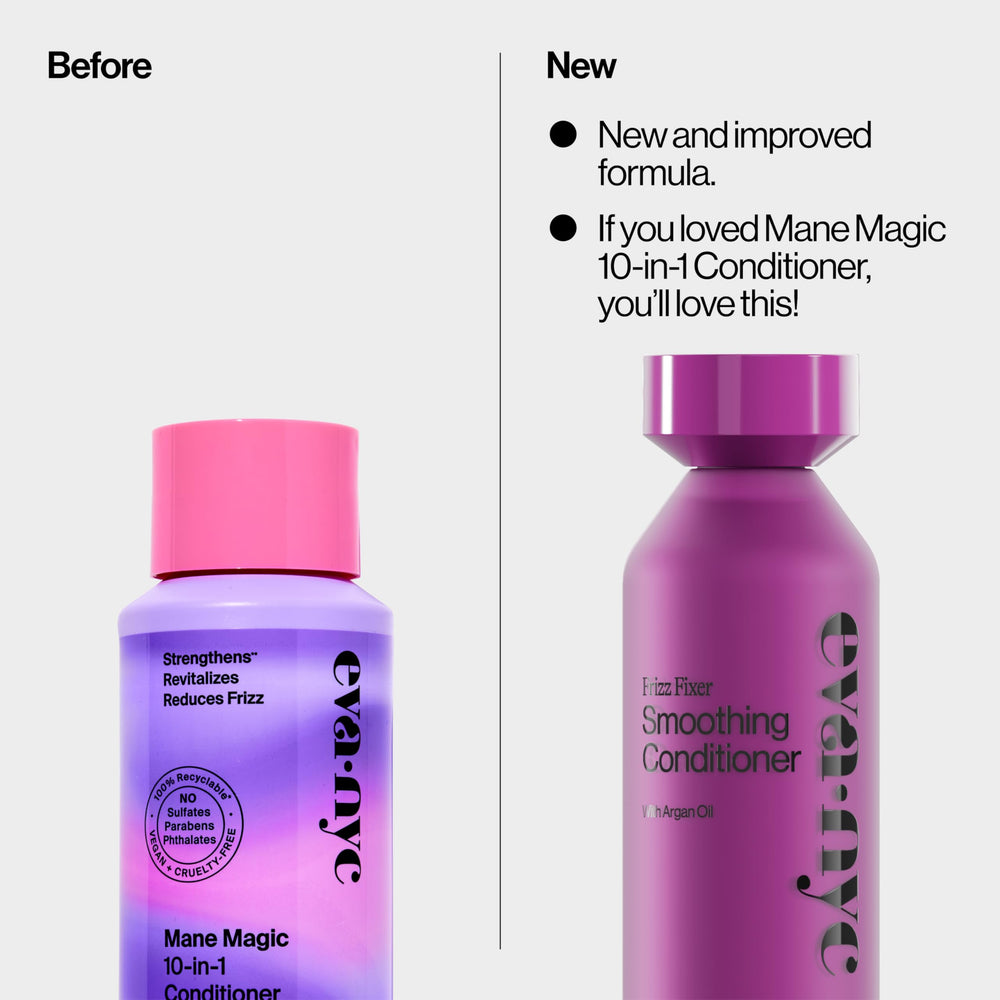 Eva NYC anti-frizz conditioner pump-dispense demonstrates easy application