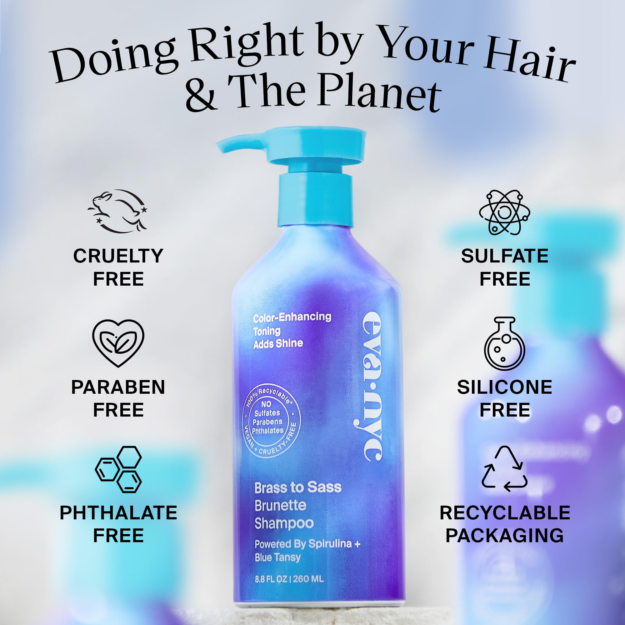 Color-treated hair benefit with blue-toned toning through Eva NYC formula