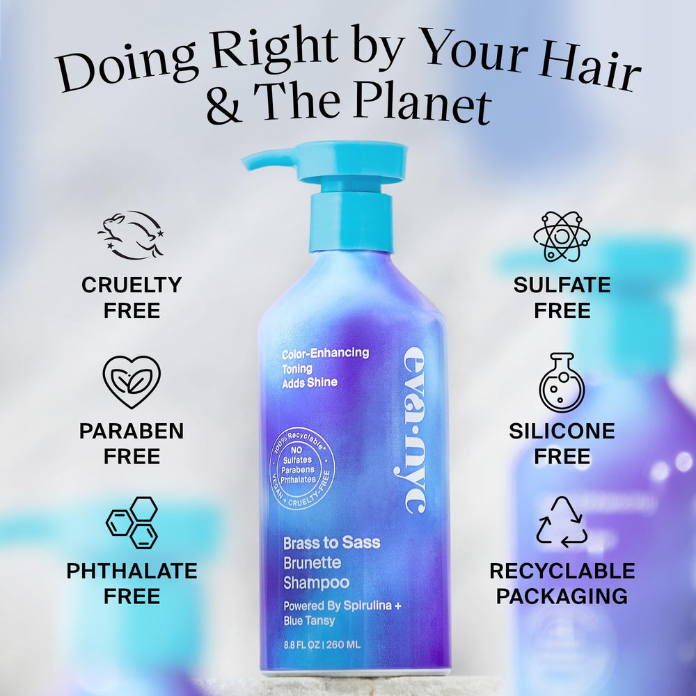 Color-treated hair benefit with blue-toned toning through Eva NYC formula