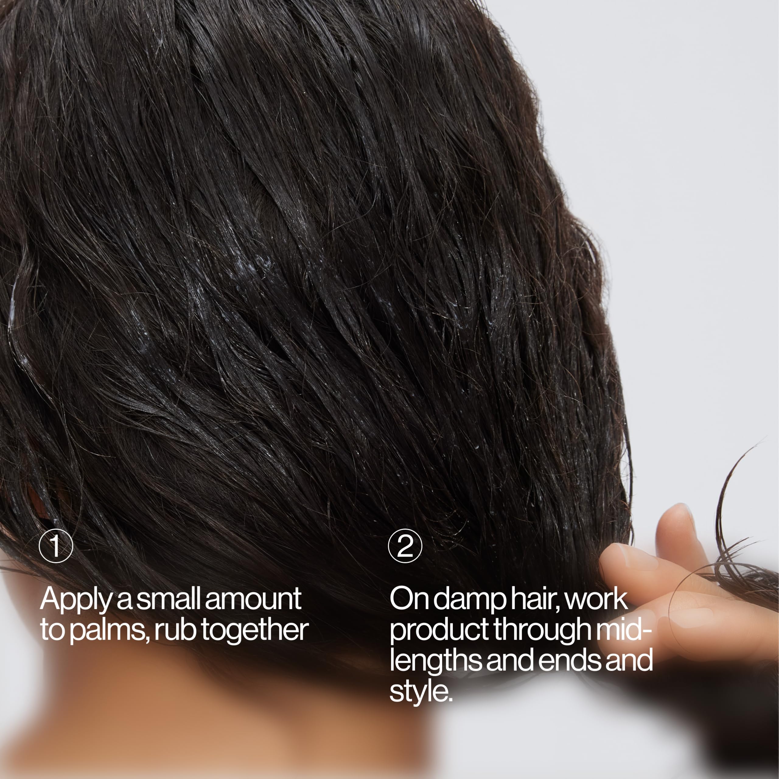 Eva NYC frizz control closeup on model's hair