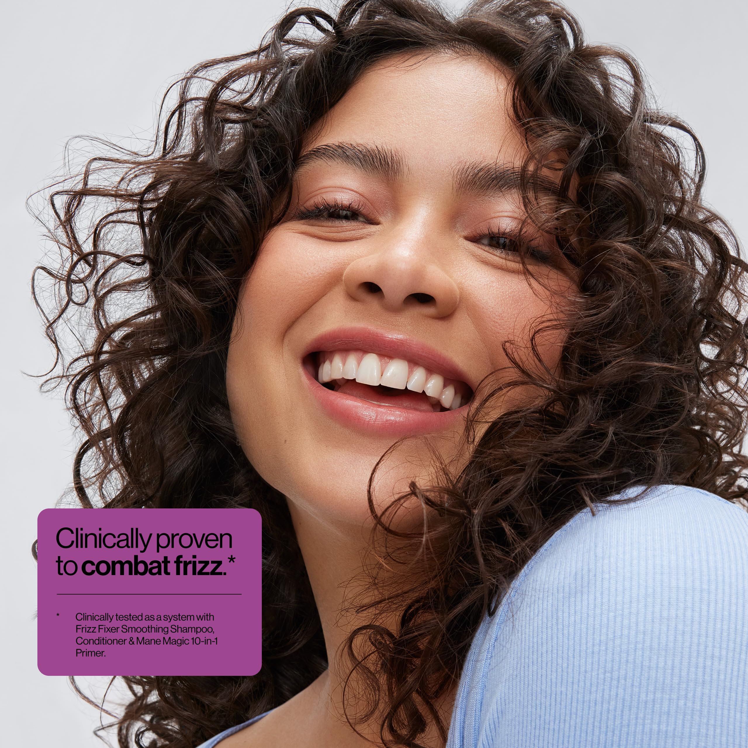 Eva NYC Frizz Fixer Shampoo bottle back label highlights sulfate-free, color-safe formula.