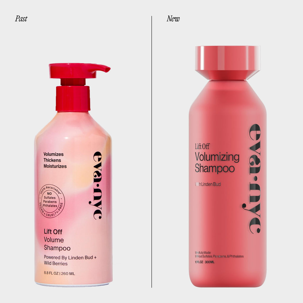 Eva NYC Lift Off Volume root-lift demonstrates instant lift for flat, thin strands.
