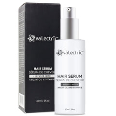Evalectric Argan Oil Hair Serum bottle shows lightweight anti-frizz shine.