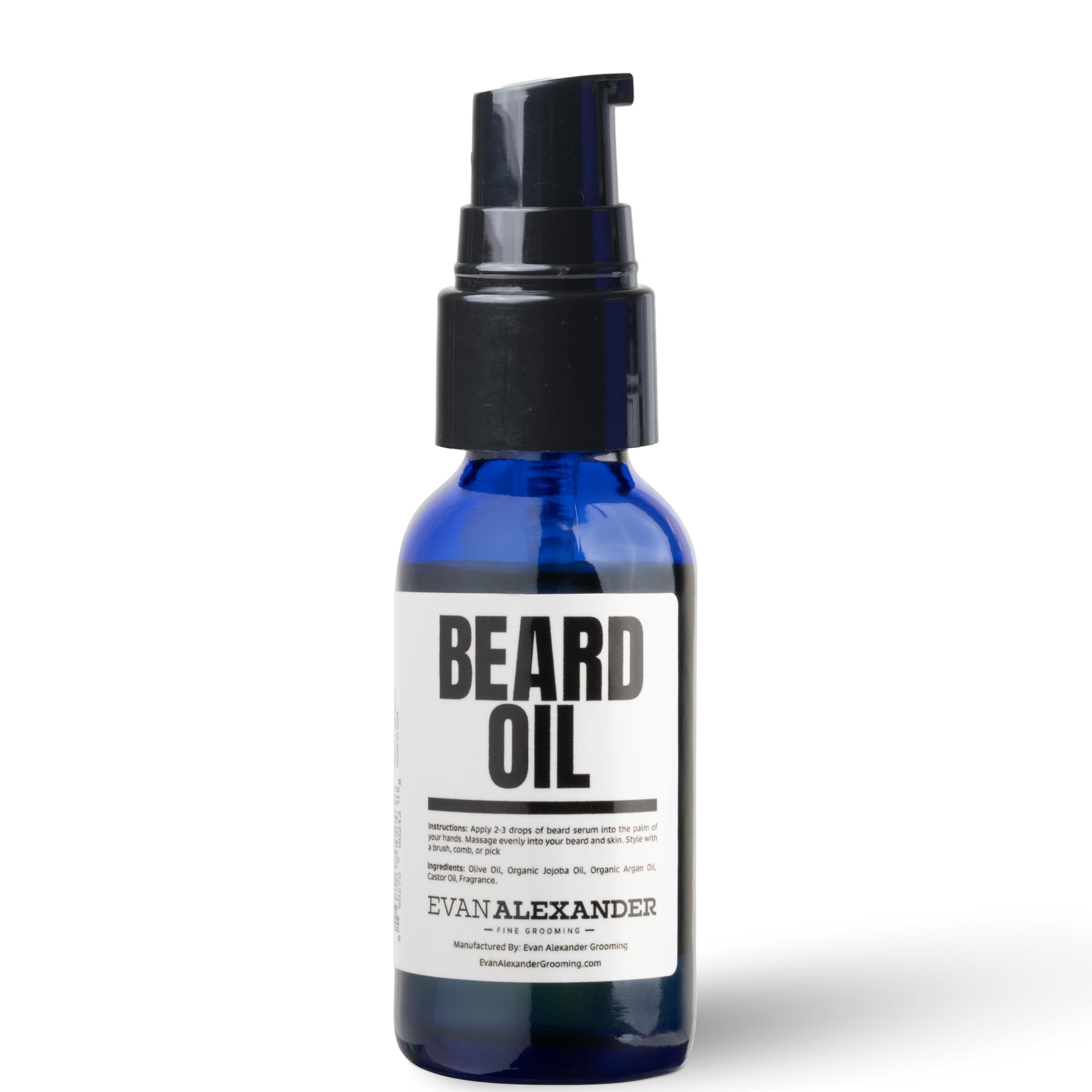 Evan Alexander Fine Grooming MY Serum Beard Oil dropper dispense shows controlled application