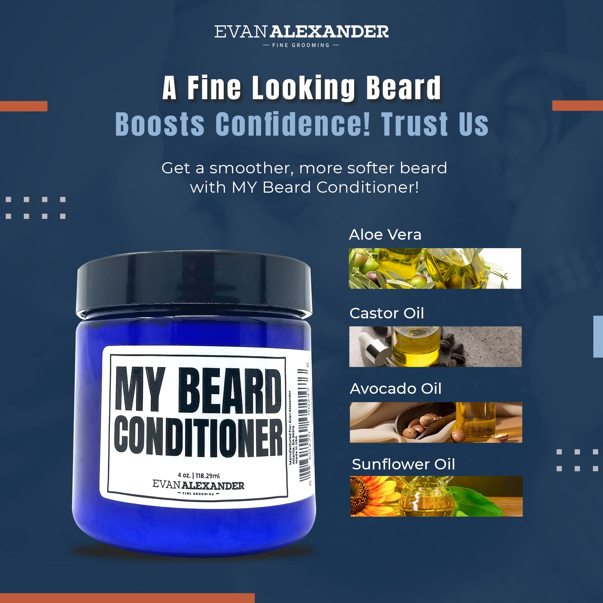 Evan Alexander Grooming aloe vera ingredient closeup highlights gentle conditioning.