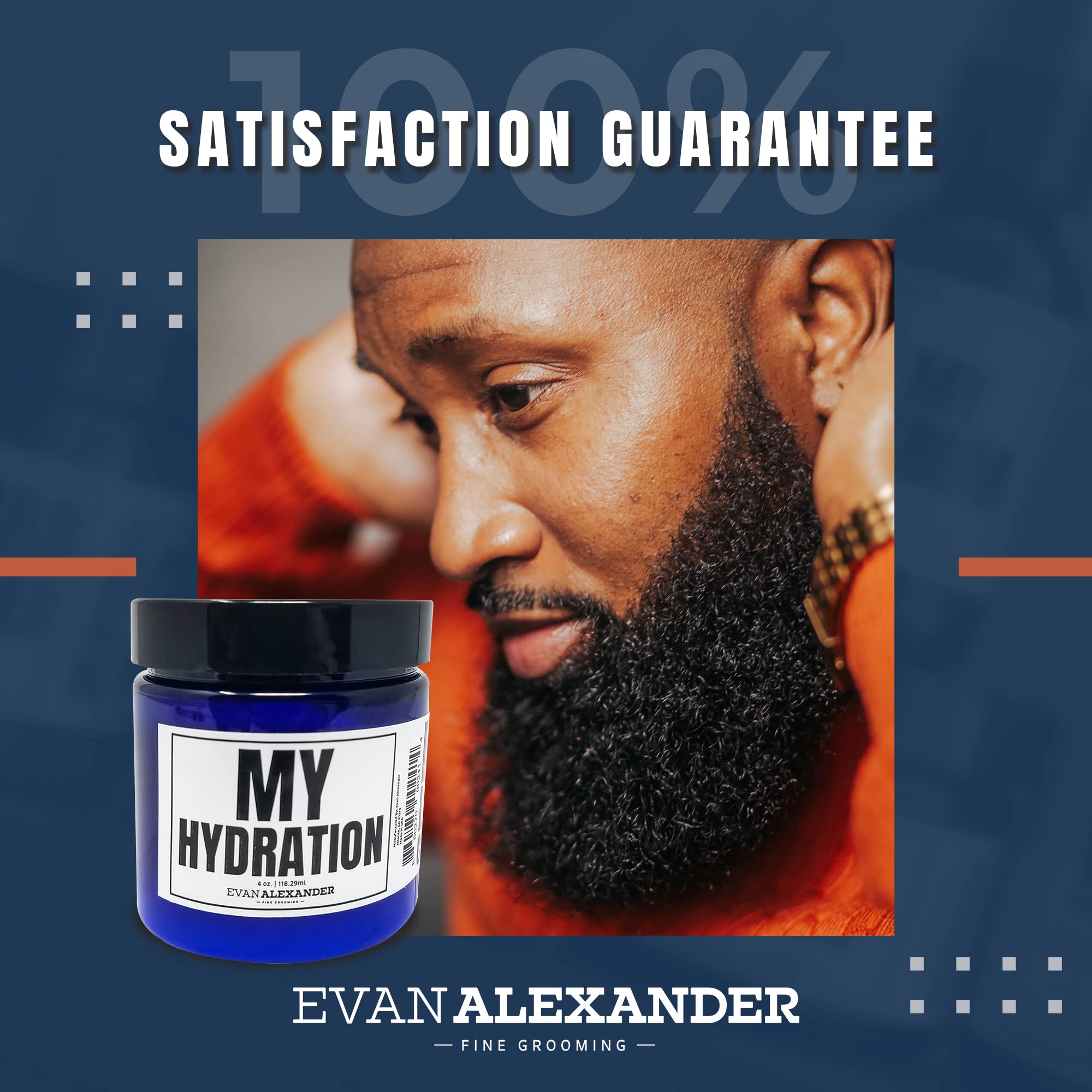 Lifestyle shot of a well-groomed man using Evan Alexander conditioner