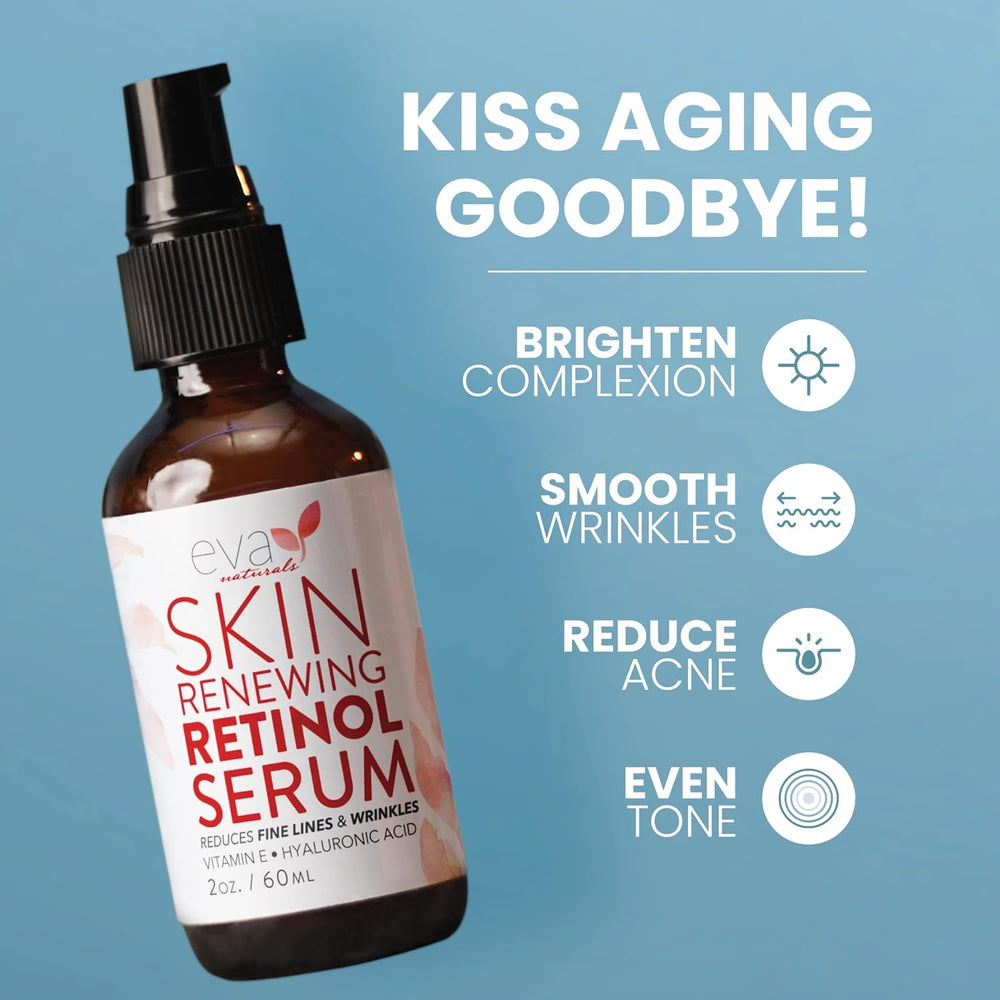 Eva Naturals retinol serum ingredients highlight hyaluronic acid and organic aloe for hydration.