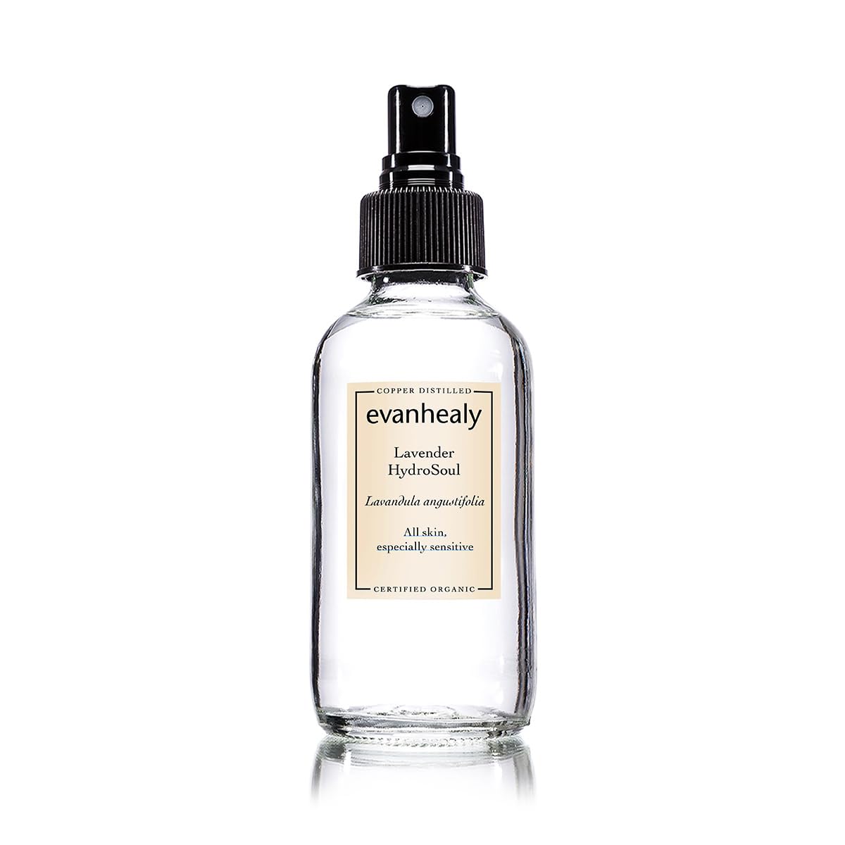 Evanhealy Lavender HydroSoul bottle on vanity ready for a calming skincare ritual.