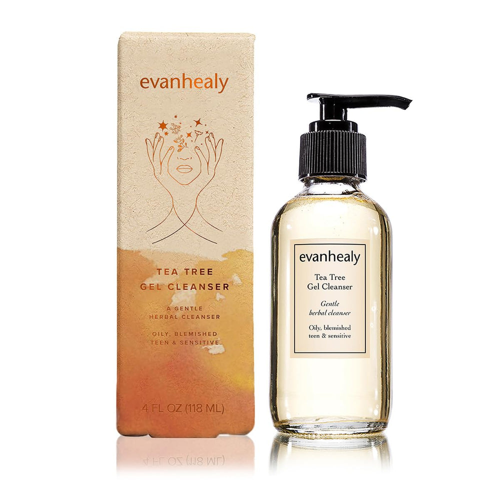 evanhealy Tea Tree Gel Cleanser lavender-oil closeup suggests soothing aroma