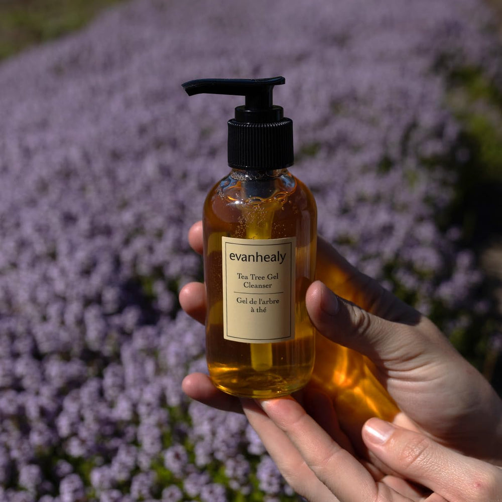 evanhealy Tea Tree Gel Cleanser pour demonstrates easy application for quick routines