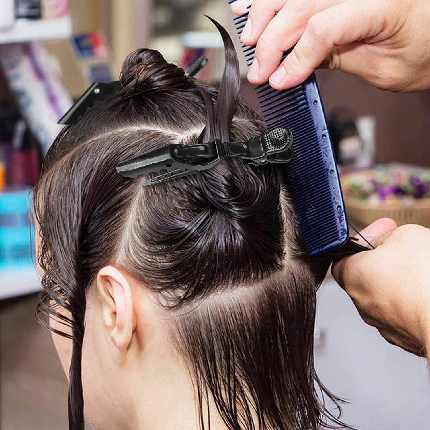 Evans value-pack hair smoothing result showing sleek, glossy look