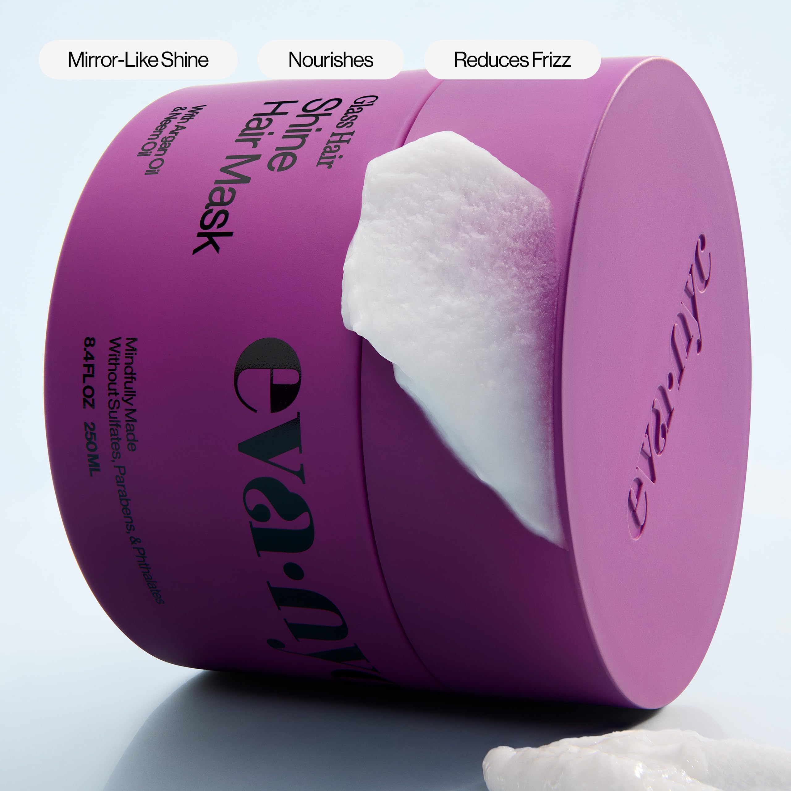 Eva NYC Anti-Frizz Mask warm vanilla scent evokes spa-like indulgence.