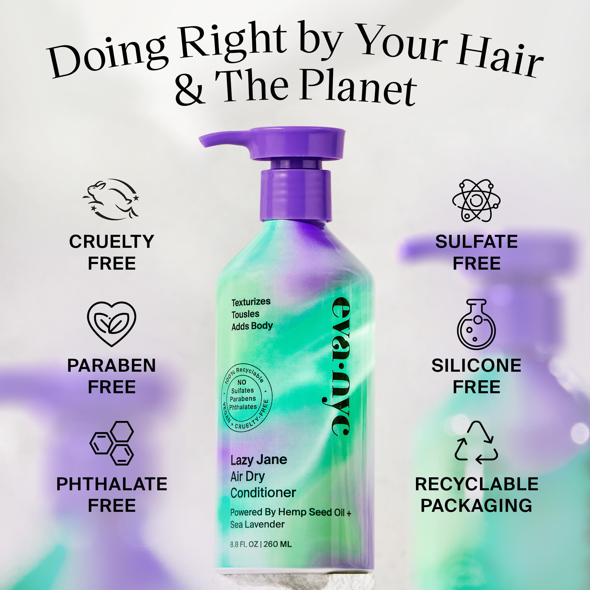 EVANYC Lazy Jane frizz-control action highlights healthier-looking strands.