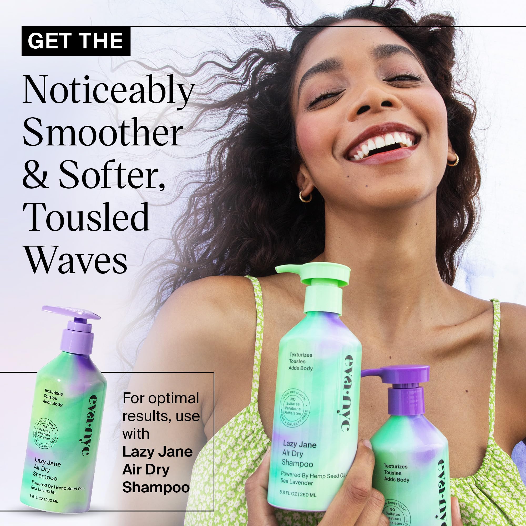 EVANYC Lazy Jane packaging showcases a clean, eco-conscious design for vegan hair care.