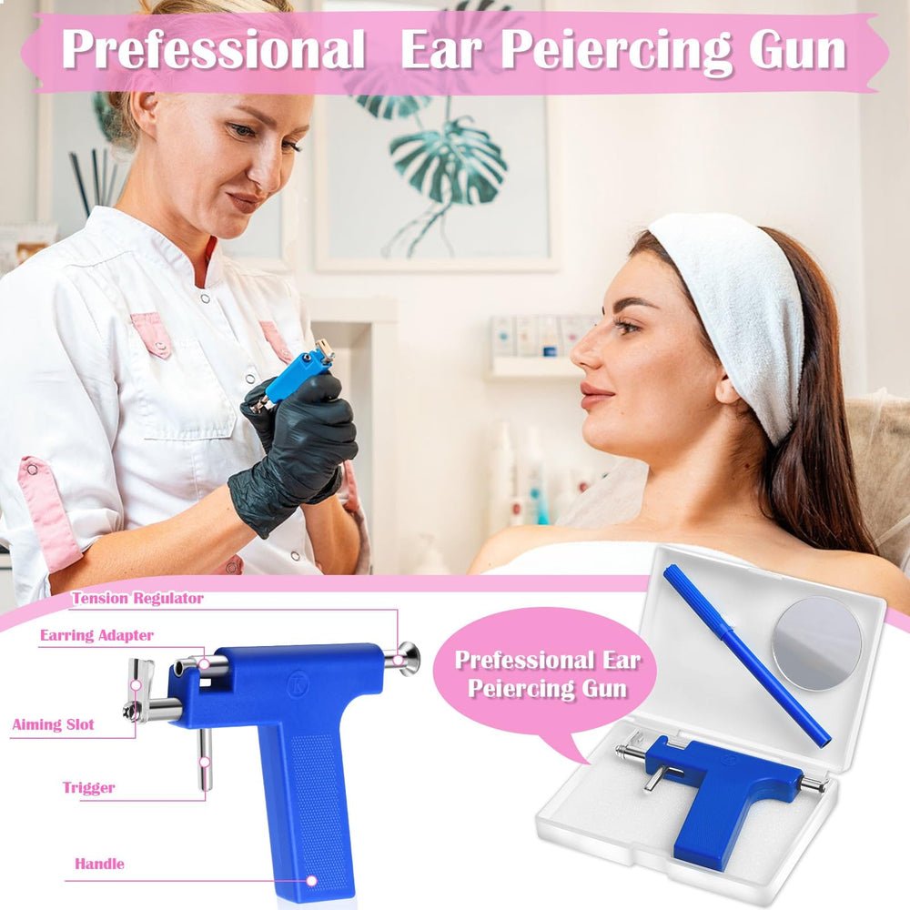 Evatage ear piercing gun in action for quick, precise earhole placement.
